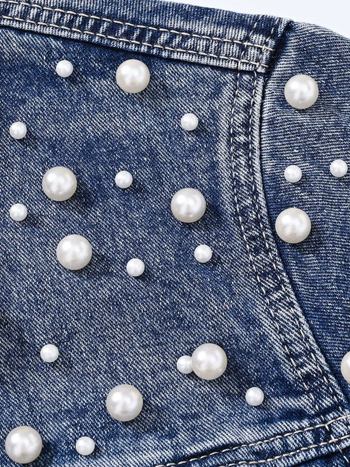 Női denimdzseki, karcsú szabás, rövid fazon, rever gallér, 95% pamut