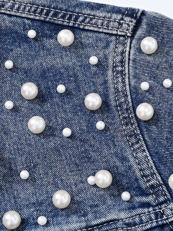 Jachetă denim pentru femei, croială slim, lungime scurtă, guler rever, 95% bumbac