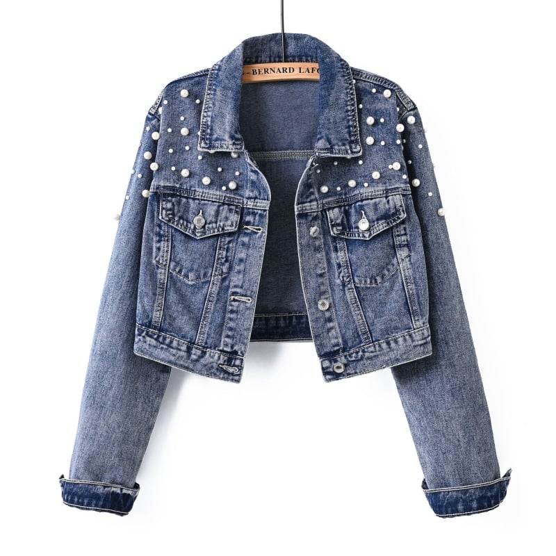 Női denimdzseki, karcsú szabás, rövid fazon, rever gallér, 95% pamut