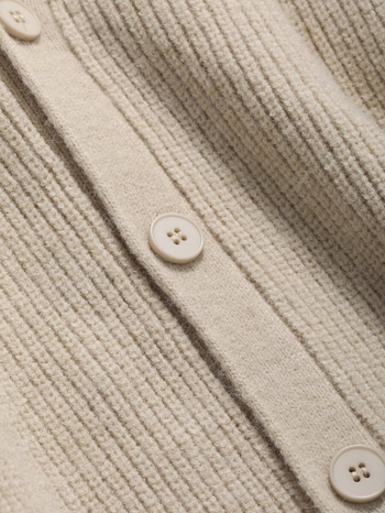 Мъжки памучен кардиган от плетиво, свободен силует, V-образно деколте, дълги ръкави