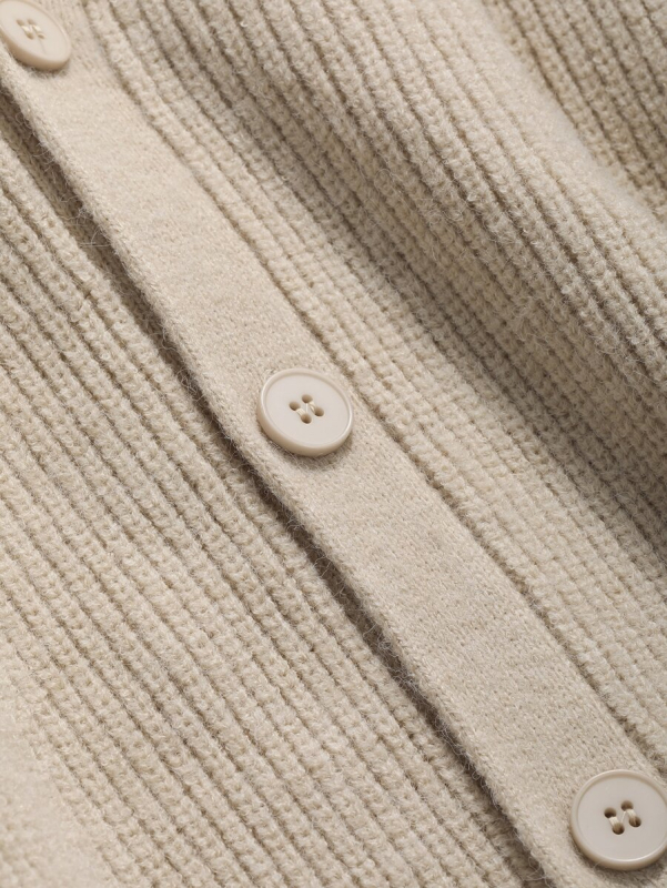 Cardigan tricotat din bumbac pentru bărbați, croială lejeră, decolteu în V, mâneci lungi