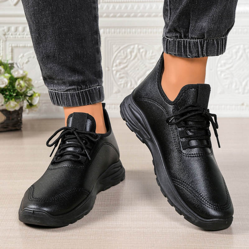 Pantofi sport casual pentru femei, cu partea superioară din PU, vârf rotund, închidere slip-on, toc mic 1–3 cm