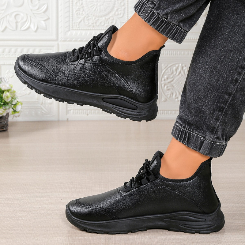 Pantofi sport casual pentru femei, cu partea superioară din PU, vârf rotund, închidere slip-on, toc mic 1–3 cm