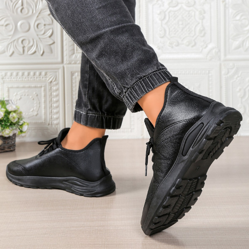 Pantofi sport casual pentru femei, cu partea superioară din PU, vârf rotund, închidere slip-on, toc mic 1–3 cm