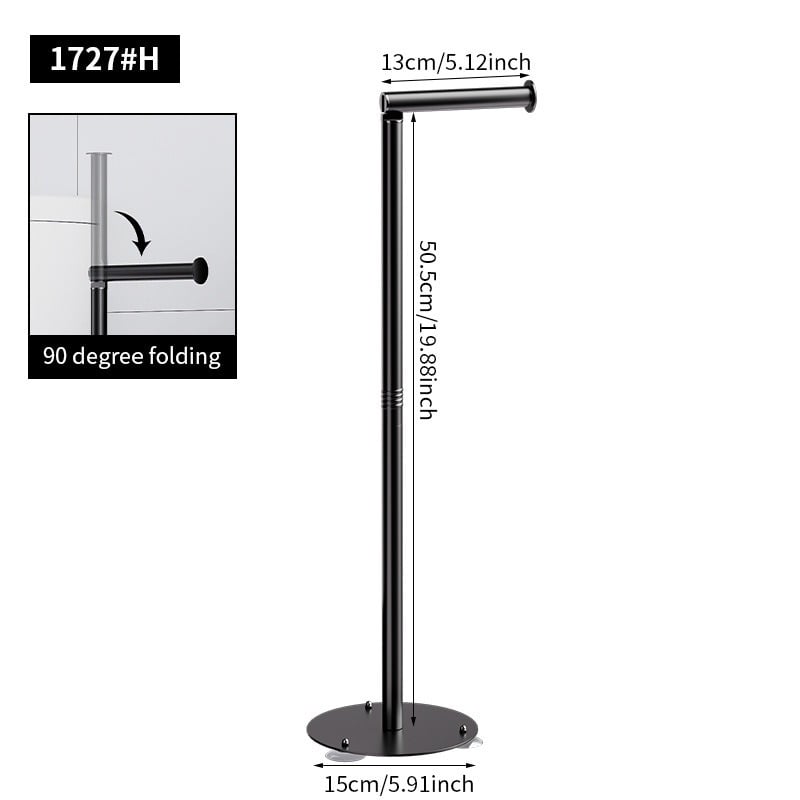 Nesudėtingas stovintis popieriaus laikiklis su tualeto šepetėliu, kvadratinė forma, iš anglies plieno, purškiama danga, šiuolaikinis minimalistinis stilius.