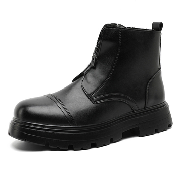 Vyriniai aukšti batai su apvaliu pirštu, stora gumos padas, mikropluošto viršus, tinklelio vidinė, priekinis užtrauktukas