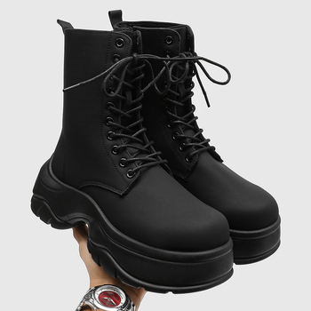 Vyriniai kasdieniai batai su aukštesnio ūgio efektu, vidutinio kulno 3-5 cm, storas kulnas, dirbtinio PU viršus, žemas šaftas