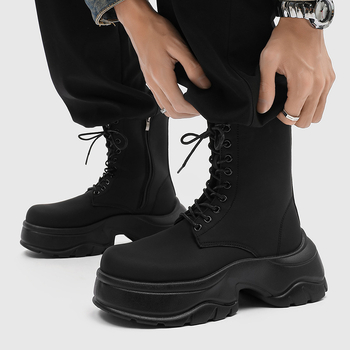 Vyriniai kasdieniai batai su aukštesnio ūgio efektu, vidutinio kulno 3-5 cm, storas kulnas, dirbtinio PU viršus, žemas šaftas