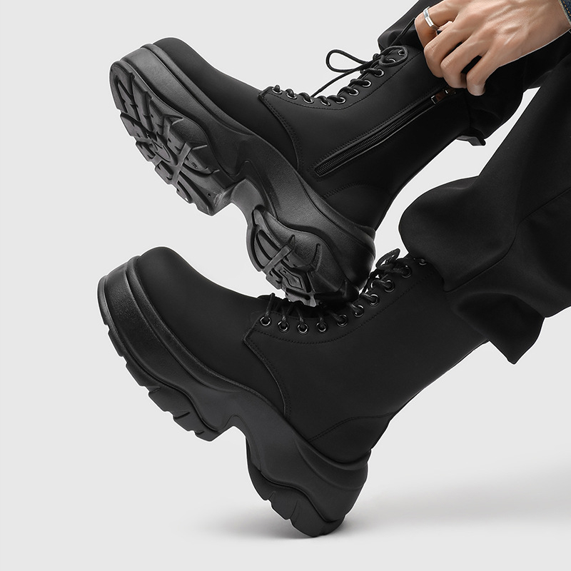 Vyriniai kasdieniai batai su aukštesnio ūgio efektu, vidutinio kulno 3-5 cm, storas kulnas, dirbtinio PU viršus, žemas šaftas