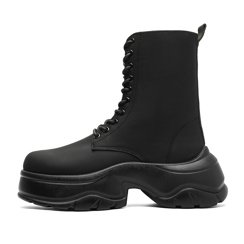 Vyriniai kasdieniai batai su aukštesnio ūgio efektu, vidutinio kulno 3-5 cm, storas kulnas, dirbtinio PU viršus, žemas šaftas