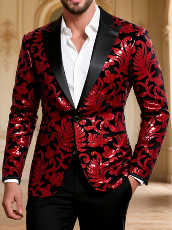 Vyrų Slim-Fit kostiumas su smailia apykakle, britiško stiliaus, vieno mygtuko priekinė dalis