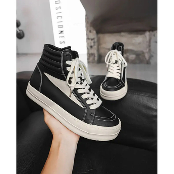 Pantofi sport bărbați înalți – partea superioară din PU, talpă din cauciuc, închidere cu șireturi, căptușeală din plasă, construcție vulcanizată – X522