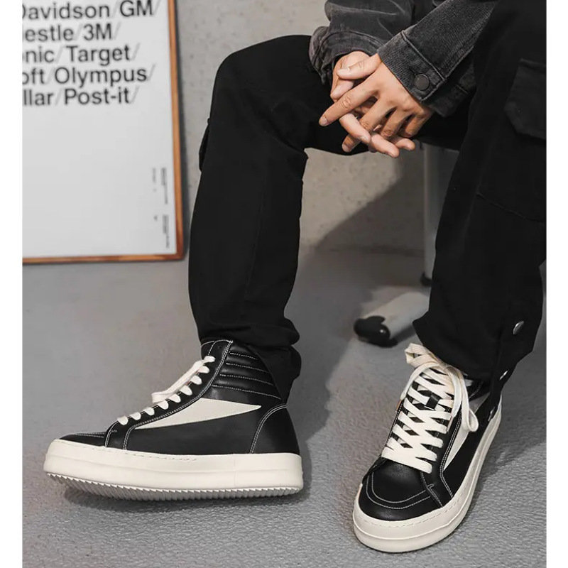 Pantofi sport bărbați înalți – partea superioară din PU, talpă din cauciuc, închidere cu șireturi, căptușeală din plasă, construcție vulcanizată – X522