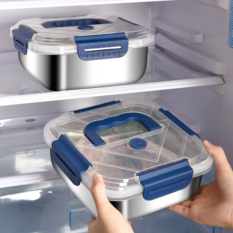 Nerđajući čelični spremnik za svježu hranu s poklopcem – kvadratna kuhinjska kutija za čuvanje svježine, mikrovalna sigurnost, kapacitet 1–3 L