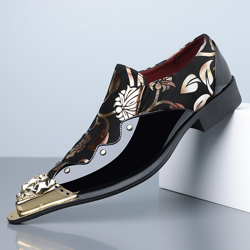 Muške kožne cipele, PU gornji dio, gumeni potplat, oštar vrh, slip-on, niski profil