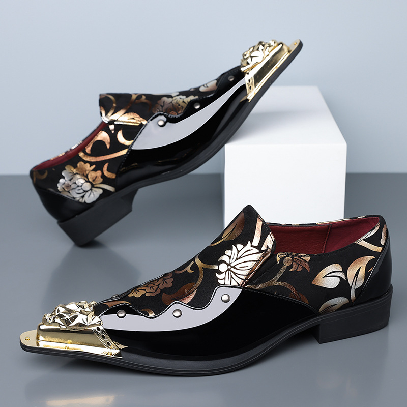 Muške kožne cipele, PU gornji dio, gumeni potplat, oštar vrh, slip-on, niski profil