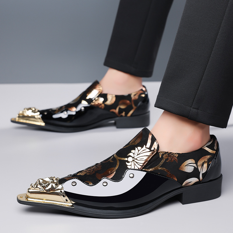 Muške kožne cipele, PU gornji dio, gumeni potplat, oštar vrh, slip-on, niski profil