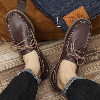 Vyrų Slip-On loaferiai su denim viršutine dalimi, smailus nosis, plokščias kulnas