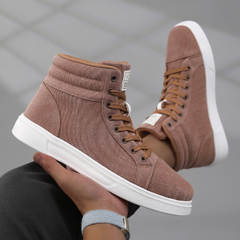 Sneakeri ar džinsa augšpusi, augsta augšdaļa, augstuma palielināšana, šņorēšana, papēdis 1–3 cm