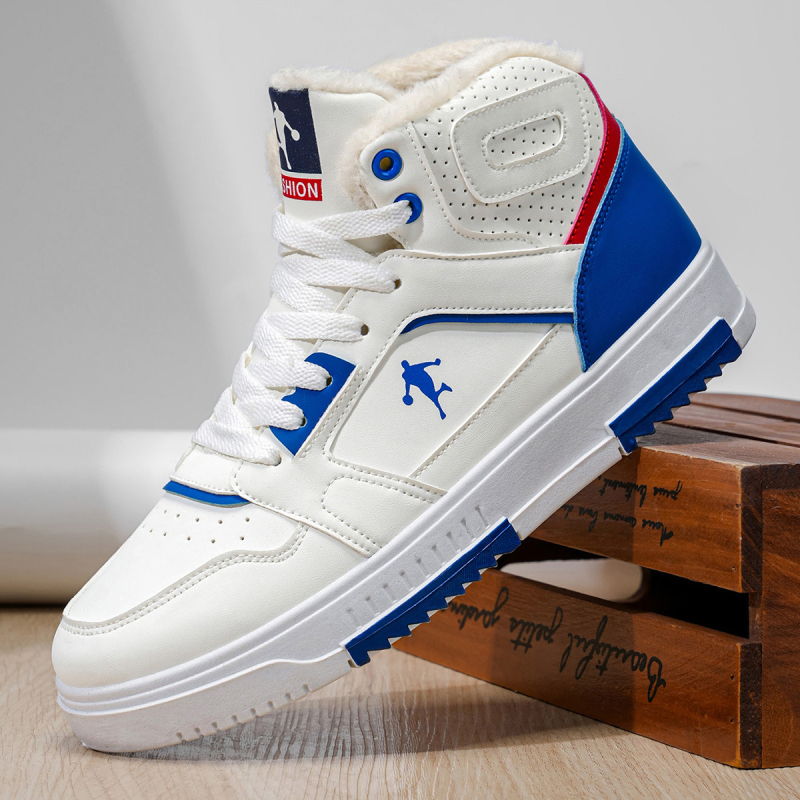 Pantofi skate înalți, partea superioară PU, vârf rotund, talpă groasă, șireturi