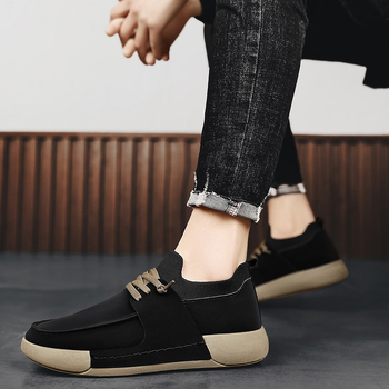 Vyriniai loaferiai su apvalia nosimi, plokščiomis kulnėmis, Slip-On, matinė viršutinė dalis, guminė padas, vasaros laisvalaikio stilius, vyrams 18–40