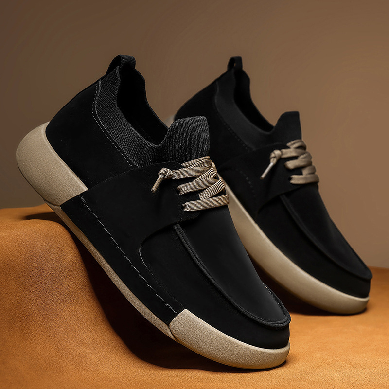 Vyriniai loaferiai su apvalia nosimi, plokščiomis kulnėmis, Slip-On, matinė viršutinė dalis, guminė padas, vasaros laisvalaikio stilius, vyrams 18–40