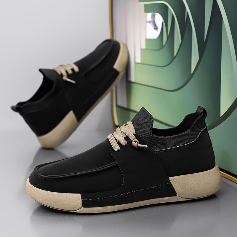 Vyriniai loaferiai su apvalia nosimi, plokščiomis kulnėmis, Slip-On, matinė viršutinė dalis, guminė padas, vasaros laisvalaikio stilius, vyrams 18–40