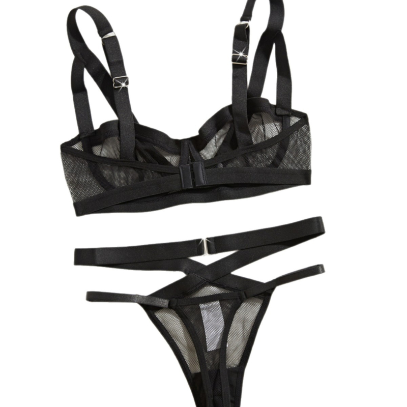 Σετ εσωρούχων με δαντέλα από διχτυωτό ύφασμα, διαφανείς ιμάντες – γυναικείο εσώρουχο, σύνθεση: 95% πολυεστέρας, 5% ελαστάνη