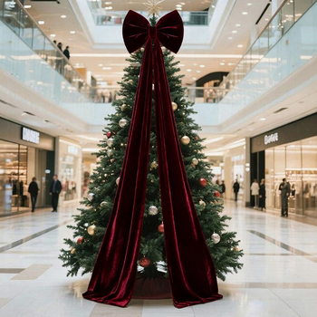 Μεγάλος βελούδινος χριστουγεννιάτικος φιόγκος για δέντρο – Jiahe, διακόσμηση Χριστουγέννων, Ευρωπαϊκό/Αμερικάνικο στυλ