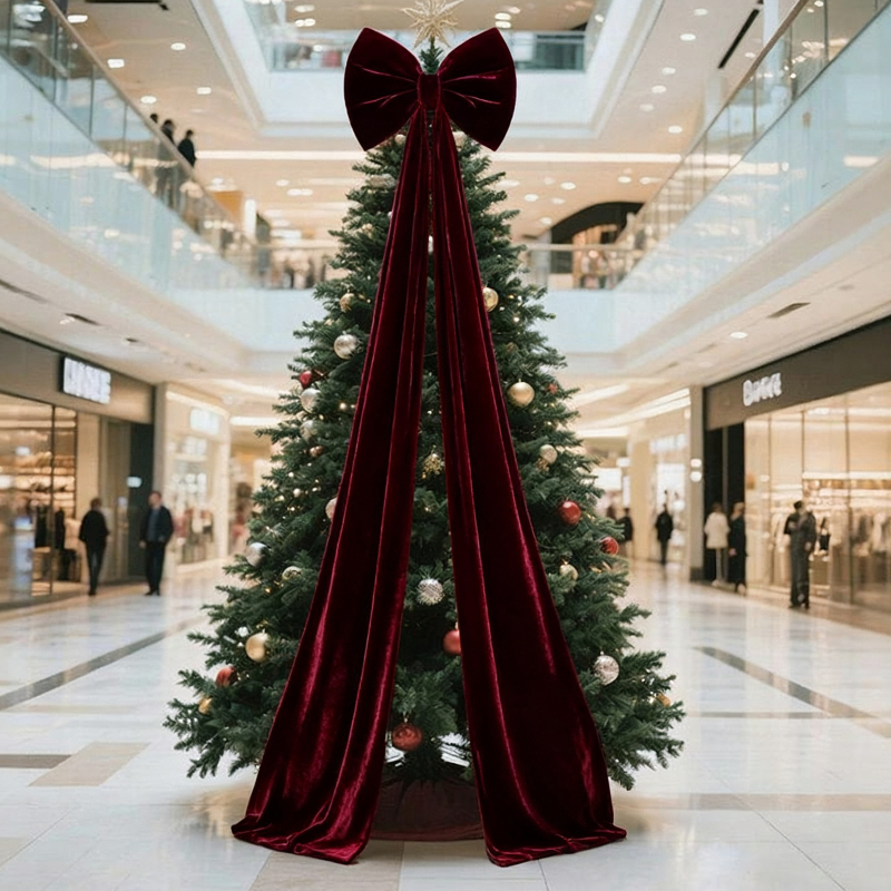 Μεγάλος βελούδινος χριστουγεννιάτικος φιόγκος για δέντρο – Jiahe, διακόσμηση Χριστουγέννων, Ευρωπαϊκό/Αμερικάνικο στυλ