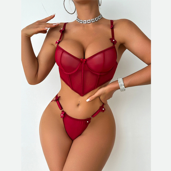 Σετ εσωρούχων με διαφανές πλέγμα — ρόλος: γλυκό κορίτσι, στολή: uniform, βασικό ύφασμα: πολυεστέρας, κωδικός προϊόντος 8103, φθινόπωρο 2025