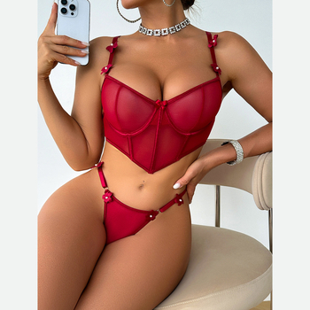 Σετ εσωρούχων με διαφανές πλέγμα — ρόλος: γλυκό κορίτσι, στολή: uniform, βασικό ύφασμα: πολυεστέρας, κωδικός προϊόντος 8103, φθινόπωρο 2025