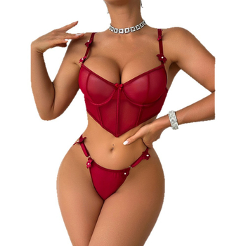 Σετ εσωρούχων με διαφανές πλέγμα — ρόλος: γλυκό κορίτσι, στολή: uniform, βασικό ύφασμα: πολυεστέρας, κωδικός προϊόντος 8103, φθινόπωρο 2025