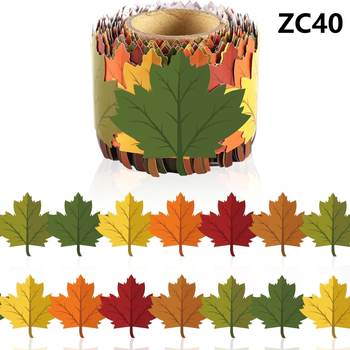 Őszi keret tekercs osztályterem dekoráció, juharfalevél motívum, 33ft/10m, lézeres matrica, cikkszám ZC40, testreszabható