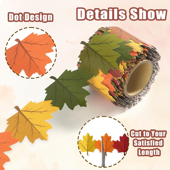 Őszi keret tekercs osztályterem dekoráció, juharfalevél motívum, 33ft/10m, lézeres matrica, cikkszám ZC40, testreszabható