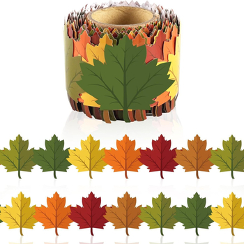 Őszi keret tekercs osztályterem dekoráció, juharfalevél motívum, 33ft/10m, lézeres matrica, cikkszám ZC40, testreszabható