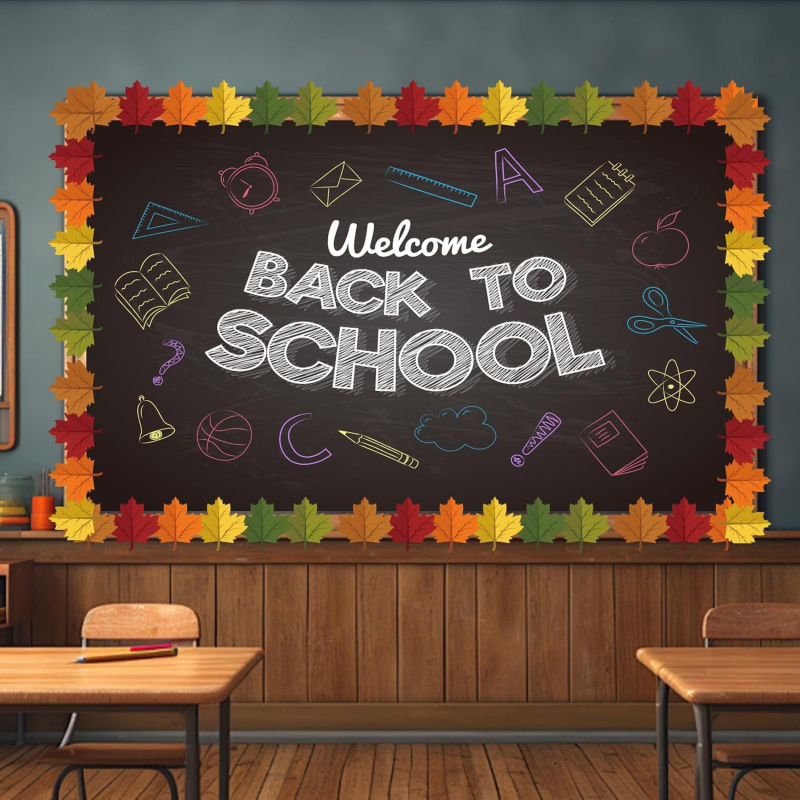 Őszi keret tekercs osztályterem dekoráció, juharfalevél motívum, 33ft/10m, lézeres matrica, cikkszám ZC40, testreszabható