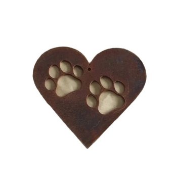 Стенно окачване от желязо с отпечатък на кучешка лапа и сърце – мемориална декорация за дома, стил модерен минимализъм (ST001)