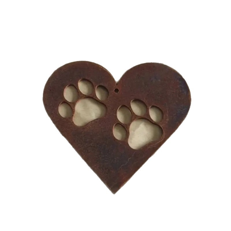 Стенно окачване от желязо с отпечатък на кучешка лапа и сърце – мемориална декорация за дома, стил модерен минимализъм (ST001)