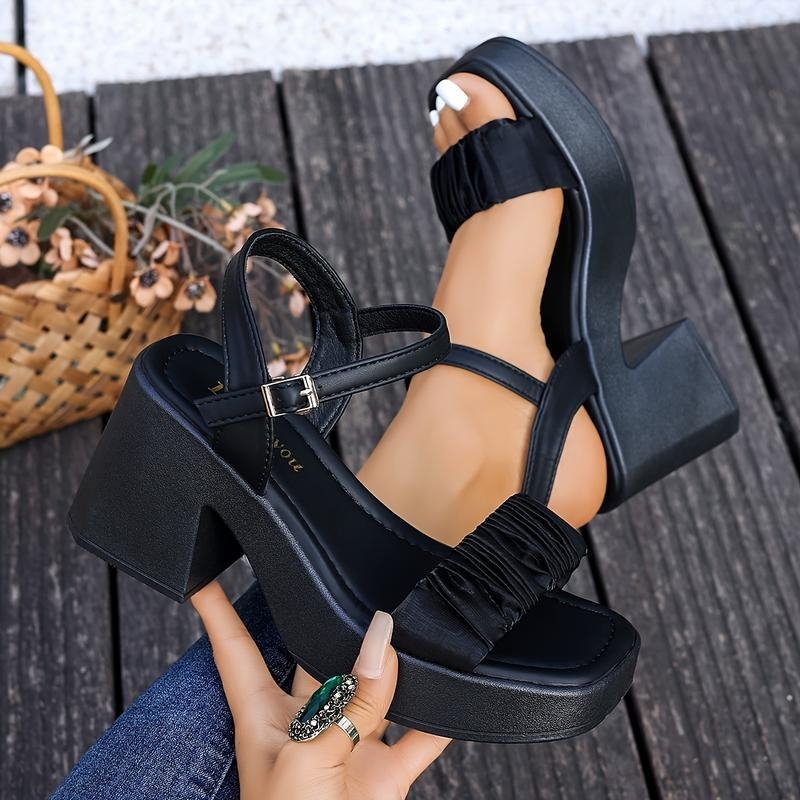 Πέδιλα με μία λουρίδα, Δέρμα υψηλής ποιότητας, Κλινοειδές τακούνι, Χαμηλό ύψος τακουνιού κάτω από 3 εκ, Χωρίς δάχτυλο