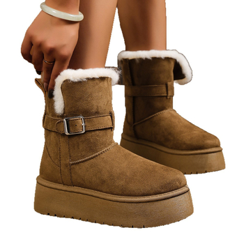 Γυναικείες μπότες χιονιού με επένδυση από τεχνητή γούνα, αντιολισθητική σόλα, ζεστές, άνω μέρος από nubuk.