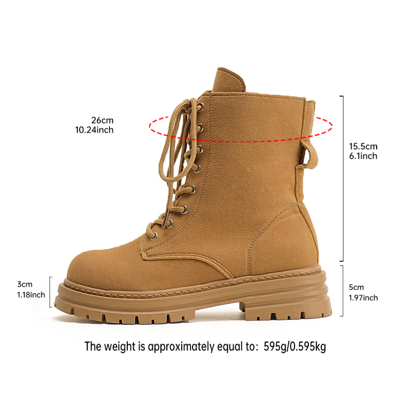 Női Martin csizmák – velúr felsőrész, PVC talp, kerek orr, alacsony szár, előről fűzős zárás