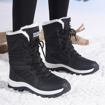 Μπότες χιονιού - υψηλός κορμός, δερμάτινο επάνω μέρος, αδιάβροχες, EVA πάτος, TPR σόλα