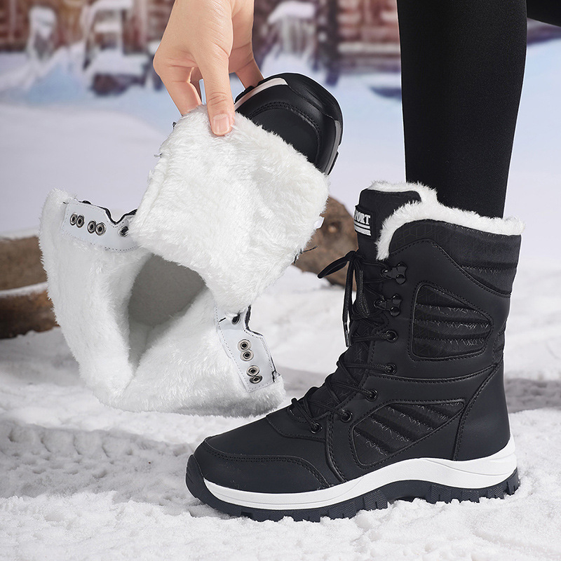 Μπότες χιονιού - υψηλός κορμός, δερμάτινο επάνω μέρος, αδιάβροχες, EVA πάτος, TPR σόλα