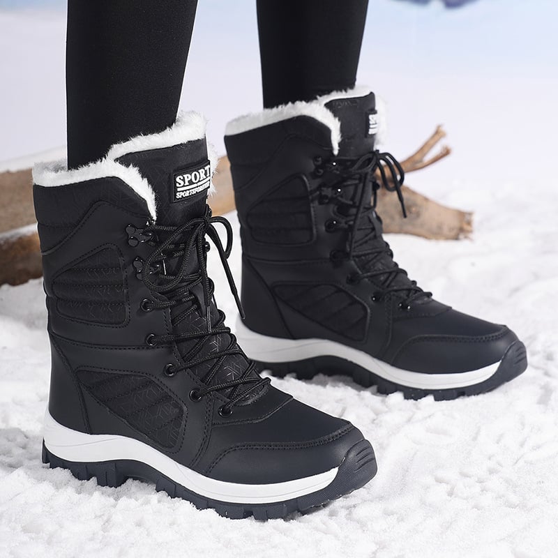 Μπότες χιονιού - υψηλός κορμός, δερμάτινο επάνω μέρος, αδιάβροχες, EVA πάτος, TPR σόλα