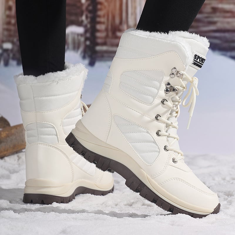 Μπότες χιονιού - υψηλός κορμός, δερμάτινο επάνω μέρος, αδιάβροχες, EVA πάτος, TPR σόλα