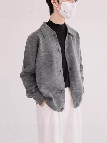 Мъжки кардиган с открит преден, свободна кройка, дълги ръкави, полиестер 70%, есен 2025