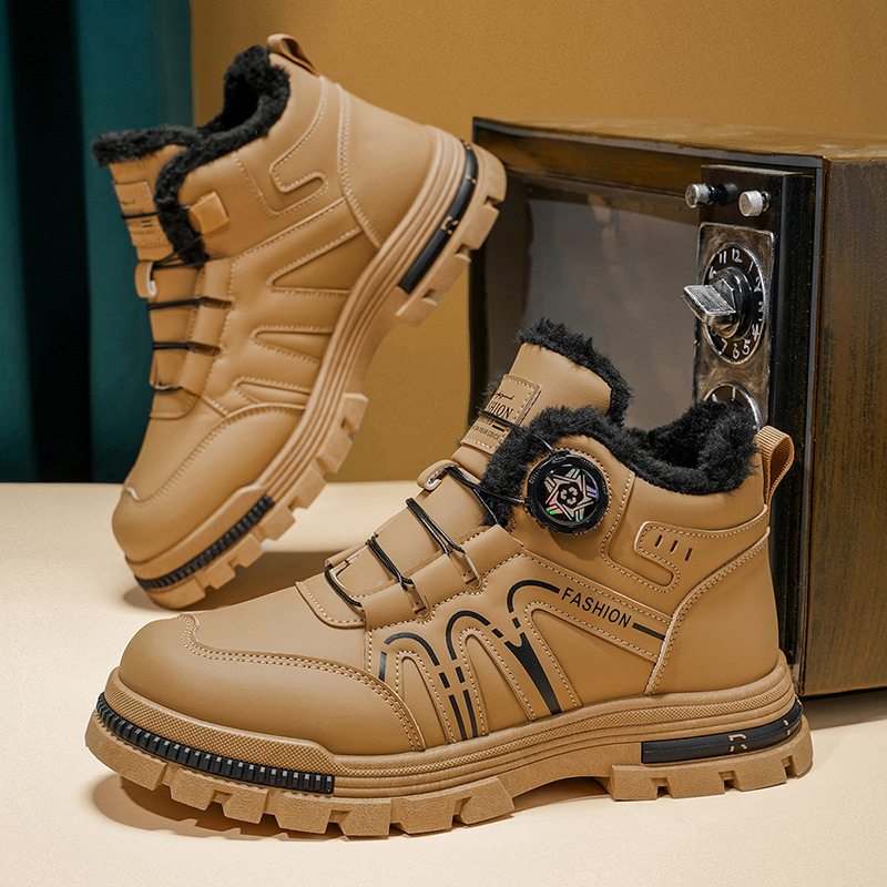 Vyriški žieminiai aukšti batai Martens stiliaus, PU viršus, šilta dirbtinė trumpa pūkė, iki blauzdos, stora padas