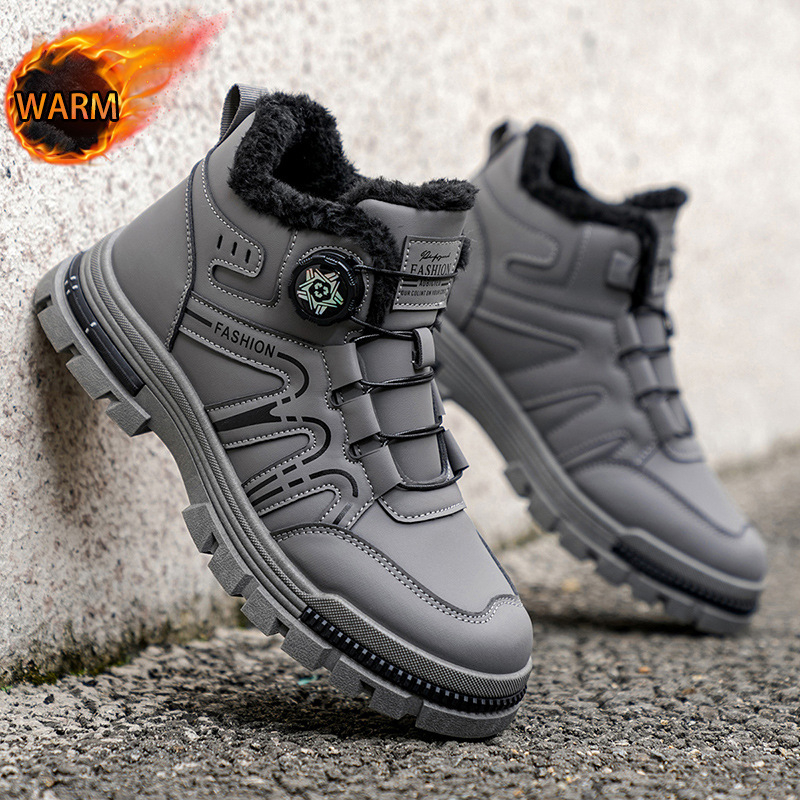 Vyriški žieminiai aukšti batai Martens stiliaus, PU viršus, šilta dirbtinė trumpa pūkė, iki blauzdos, stora padas