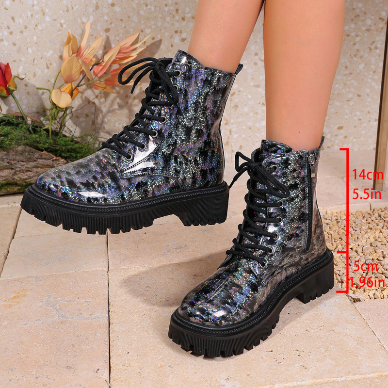 Női Martin csizma, minimalist stílus, kerek orr, középmagas sarkú 3–5 cm, elöl fűzőzárás